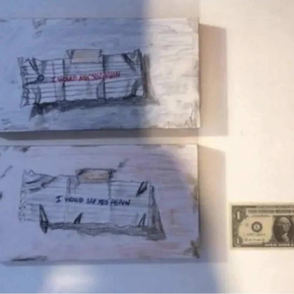 Original 6”x12” oil “notes” paintings on canvas panels. - Picture 10 of 10